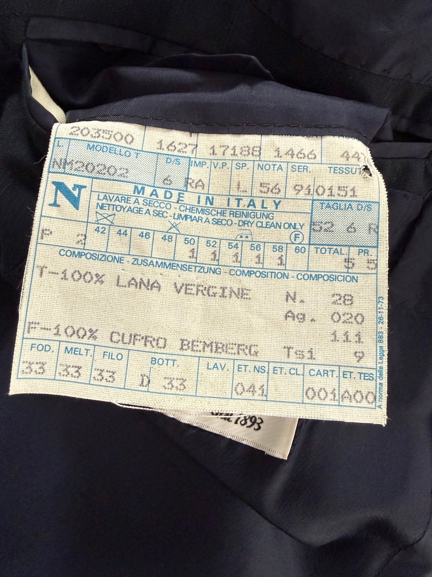 Completo anni '80 lana pettinata verde-blu petrolio - tg. 52