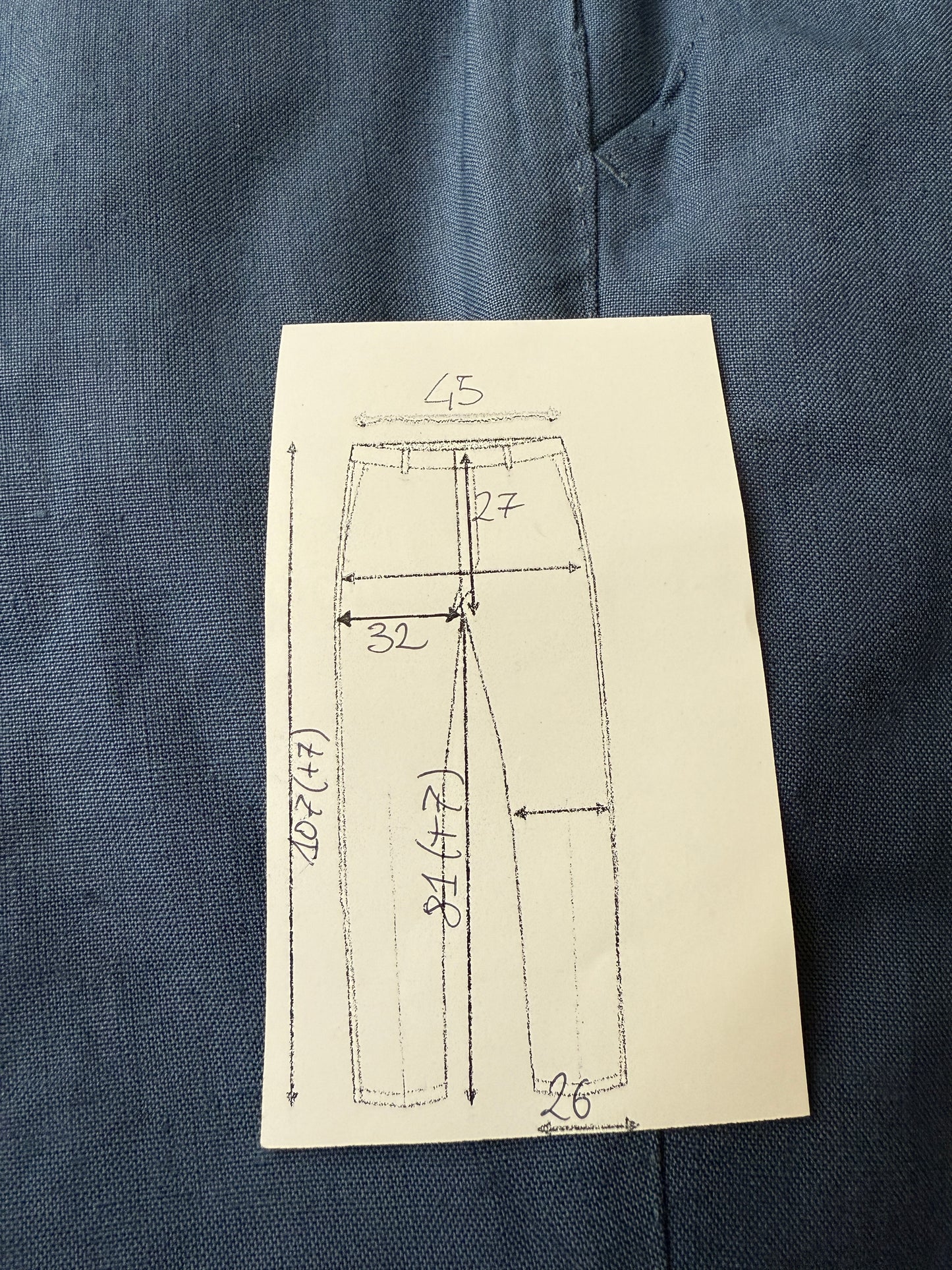 Pantalone anni ‘70 in lino e viscosa blu cobalto - tg. 50