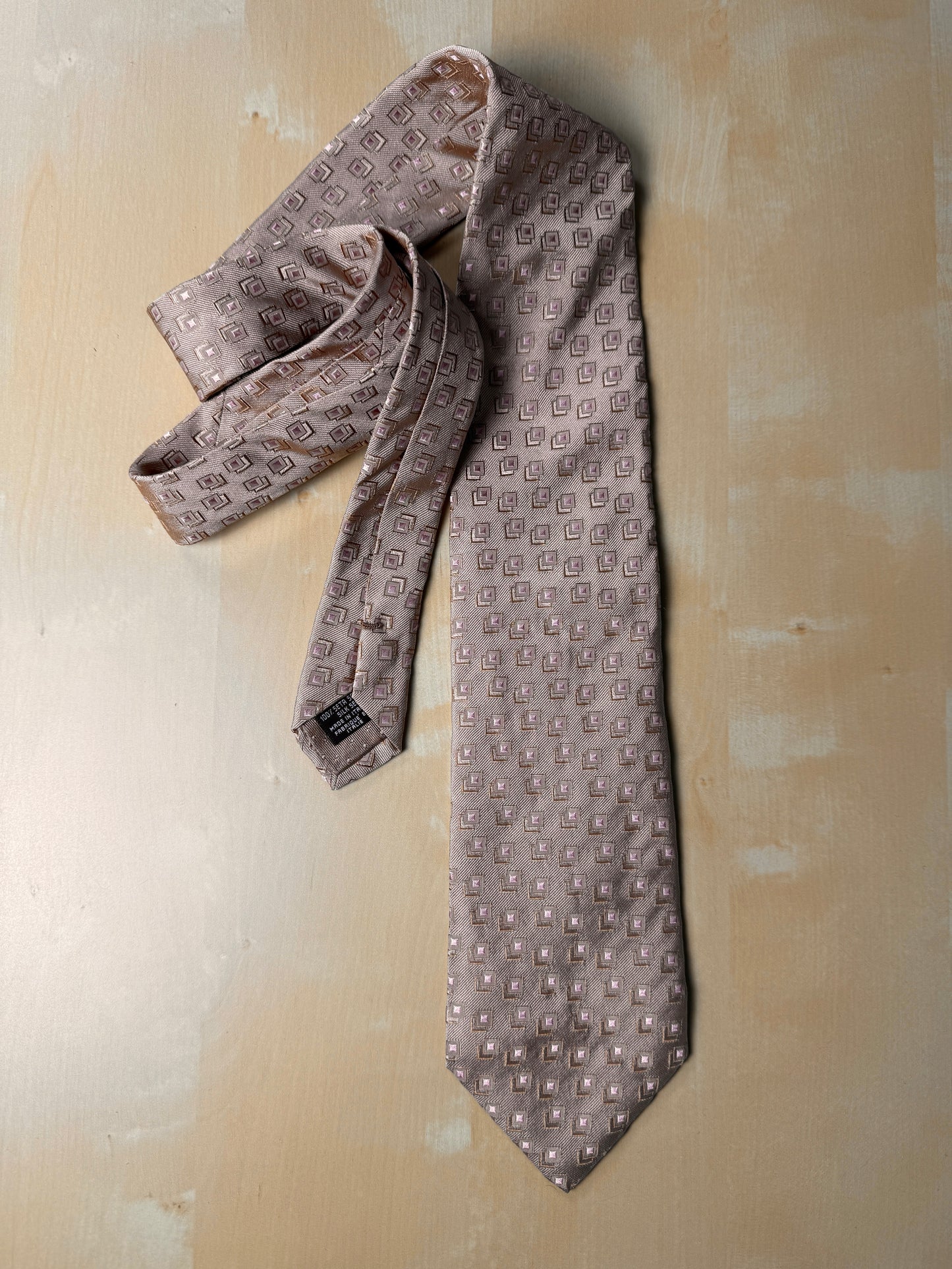 Cravatta Pierre Cardin jacquard beige/rosa cipria