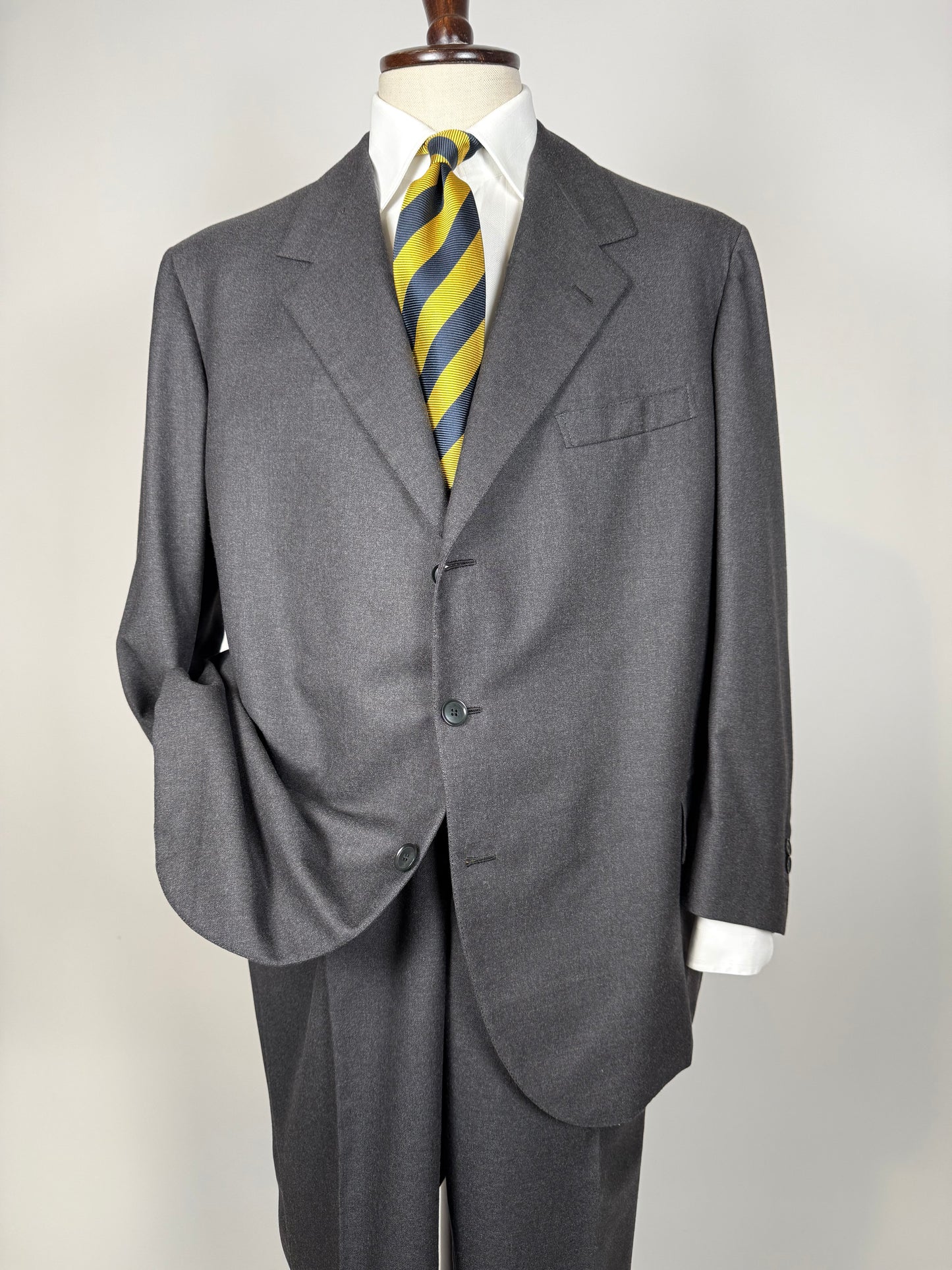 Completo sartoriale flanella inglese grigio antracite - tg. 62 corta drop 0