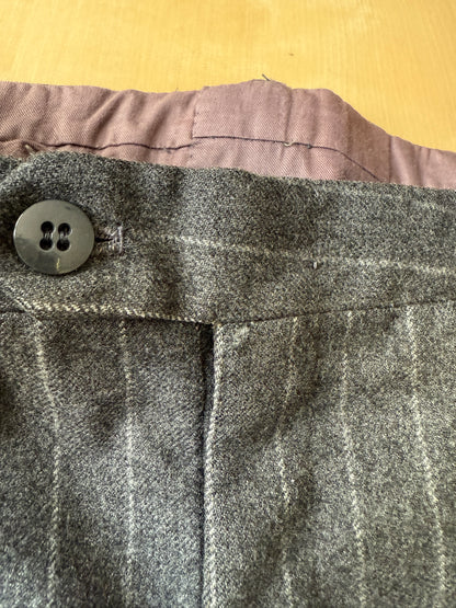 Completo doppiopetto sartoriale anni ‘70 in flanella grigio gessato - tg. 50/52 drop basso