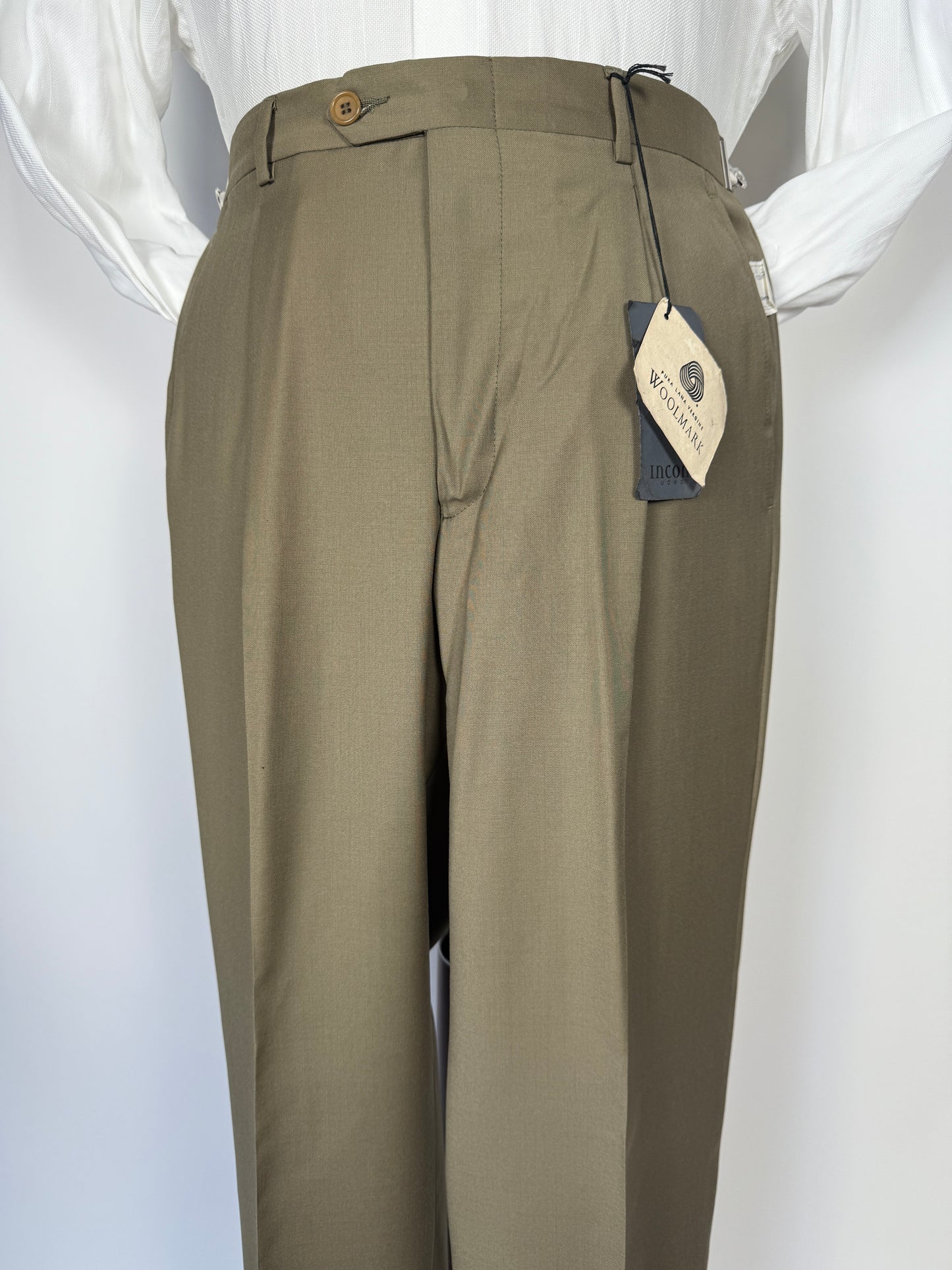 Pantalone anni ‘90 fresco lana verde salvia (NOS) - tg. 48
