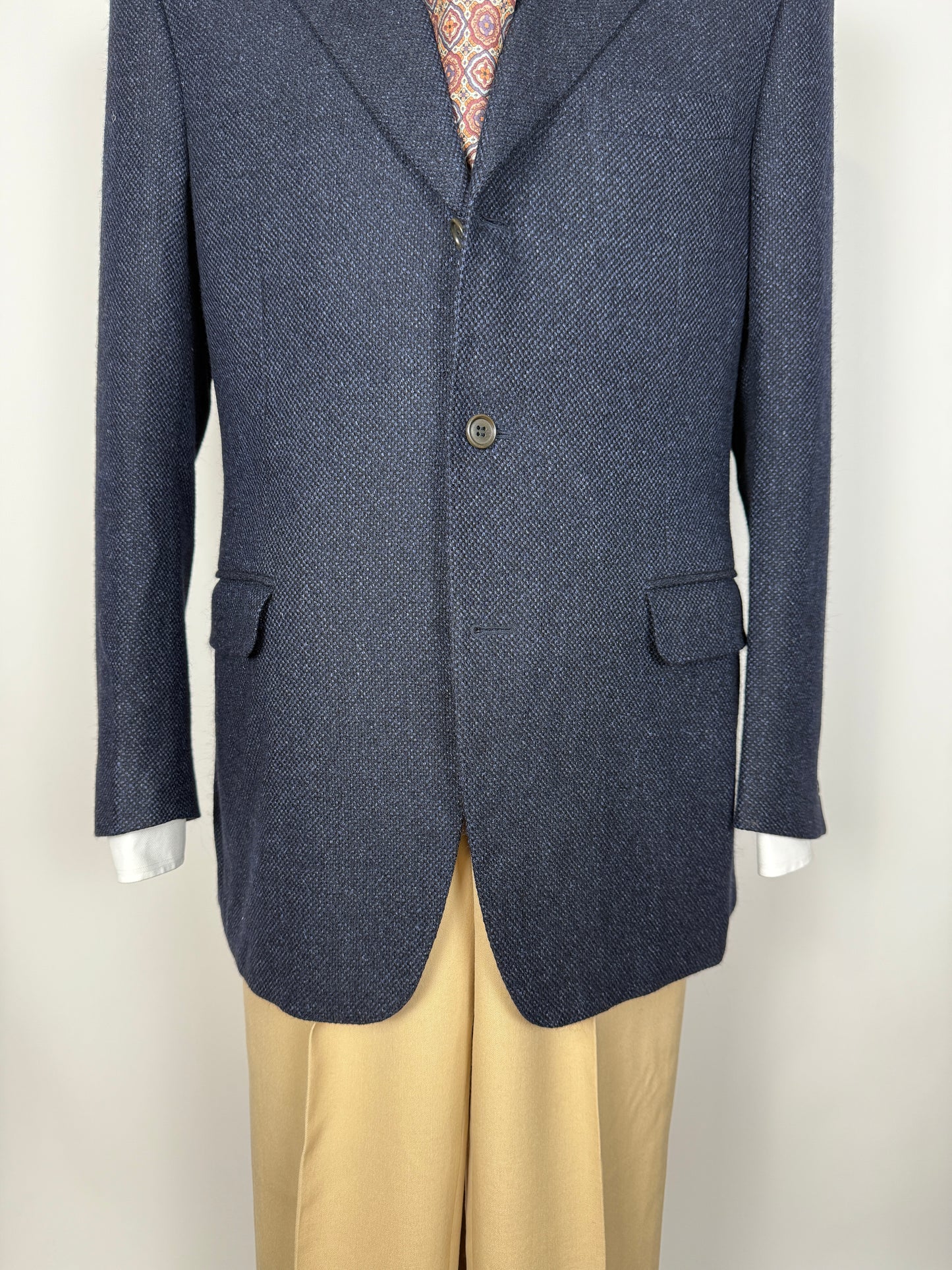 Giacca Canali in lana e seta blu occhio di pernice - tg. 50