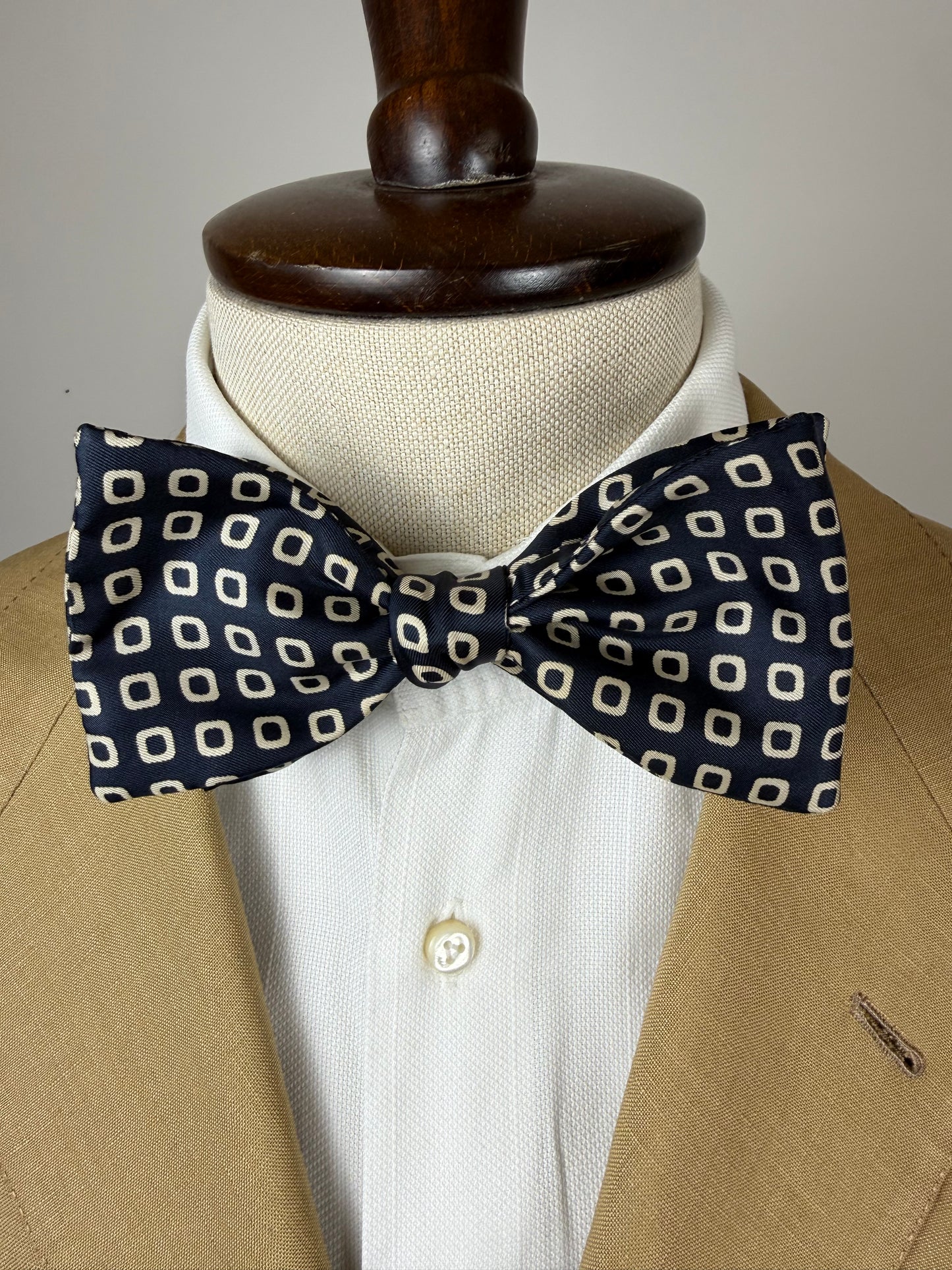 Papillon vintage blu navy micro fantasia quadri