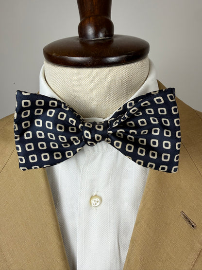 Papillon vintage blu navy micro fantasia quadri