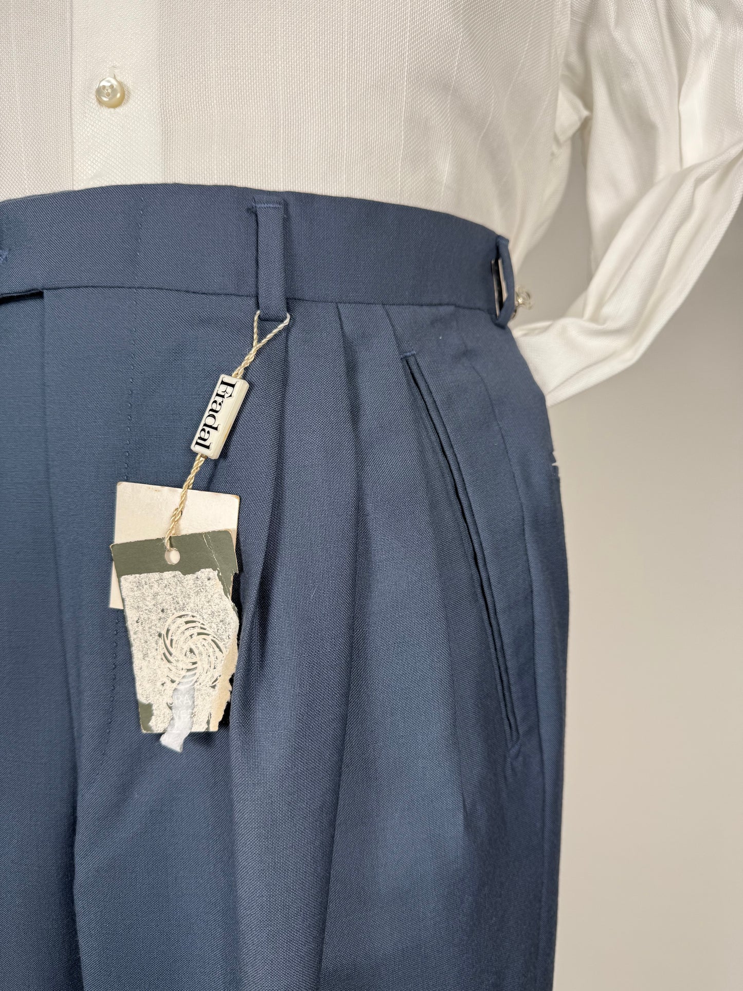Pantaloni fresco lana verde petrolio anni '80 (NOS) 3 pinces - tg. 46