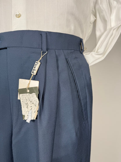 Pantaloni fresco lana verde petrolio anni '80 (NOS) 3 pinces - tg. 46