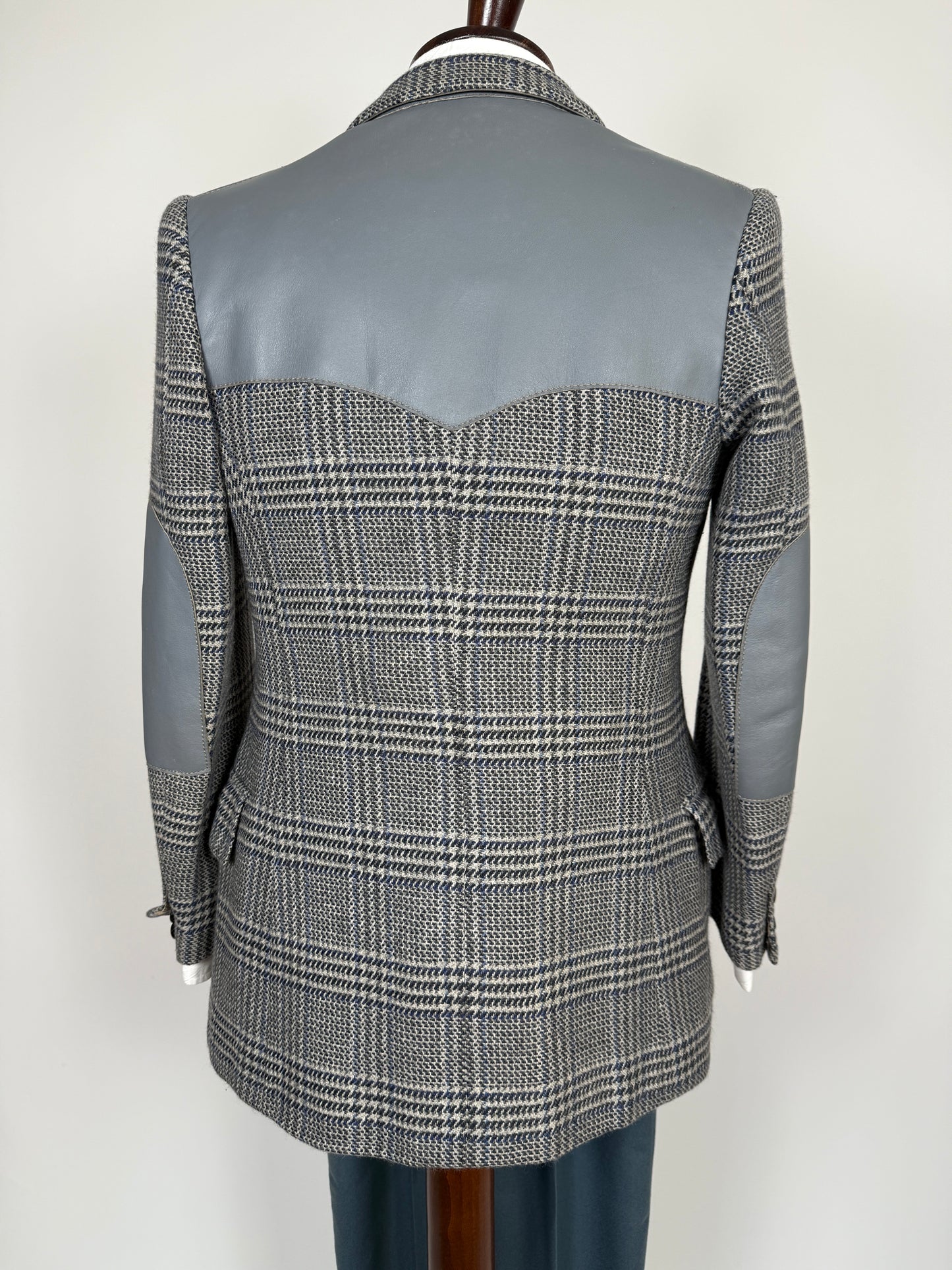 Giacca sportiva sartoriale anni ‘60 puro cashmere inserti in pelle - tg. 42