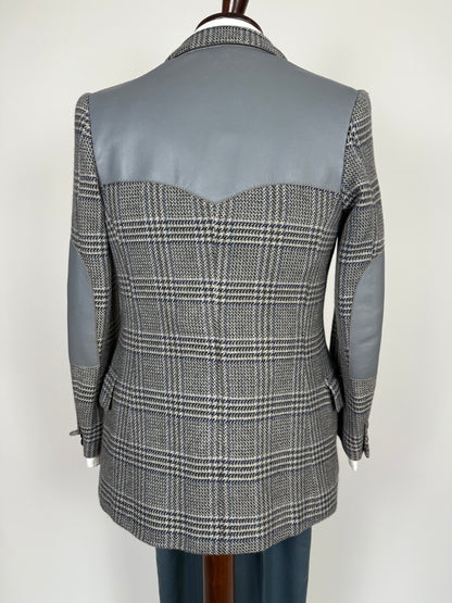 Giacca sportiva sartoriale anni ‘60 puro cashmere inserti in pelle - tg. 42