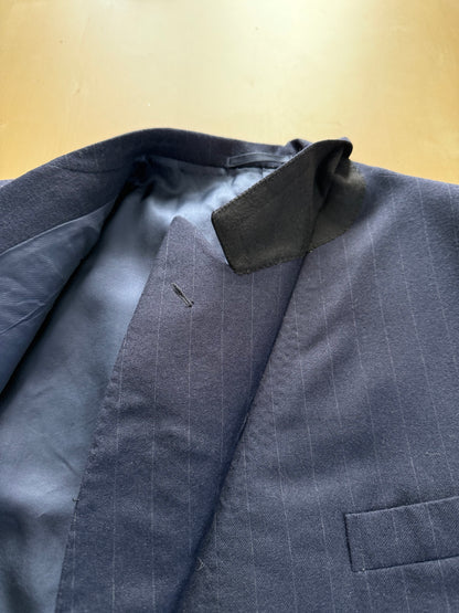 Completo Belvest doppiopetto anni ‘70 flanella blu gessato - tg. 50/52