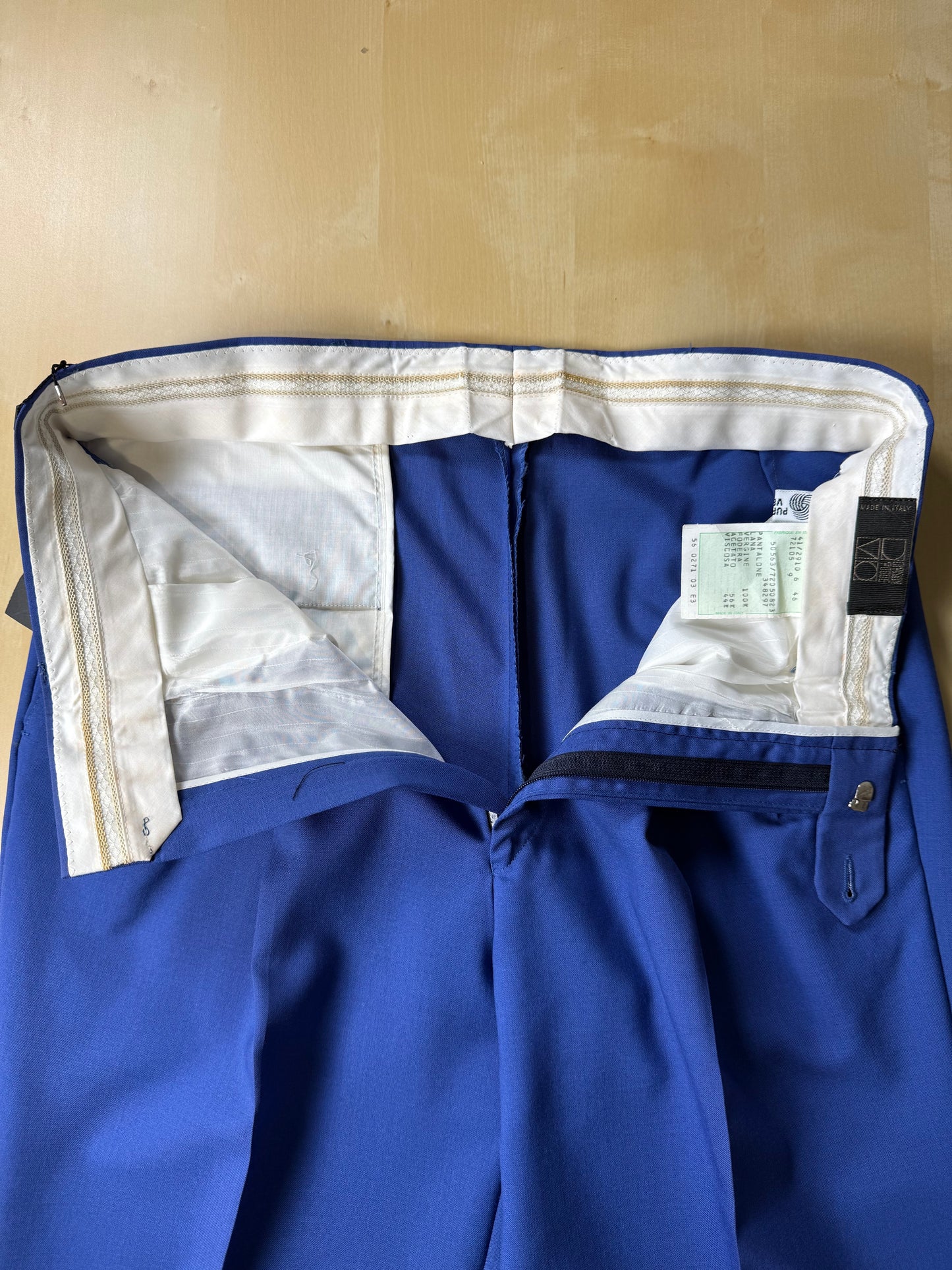 Pantaloni fresco lana blu china anni ‘80 (NOS) - tg. 46/48
