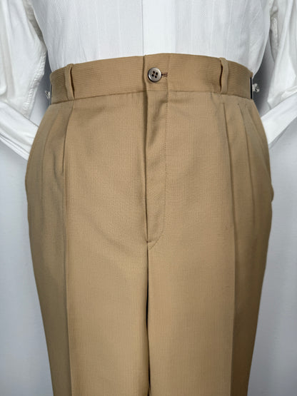 Pantalone sartoriale anni ‘70 in lana pettinata beige (nuovo) - tg. 44