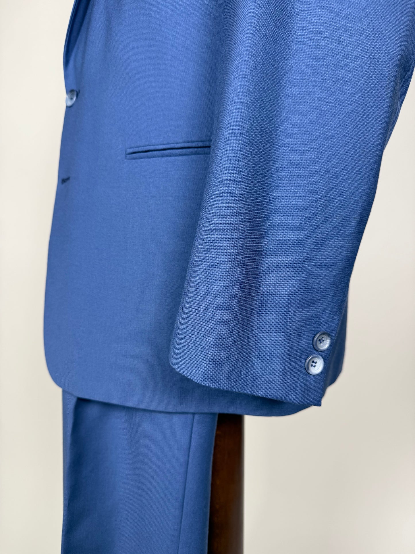 Completo anni '80 fresco lana bluette - tg. 52, pantaloni 48