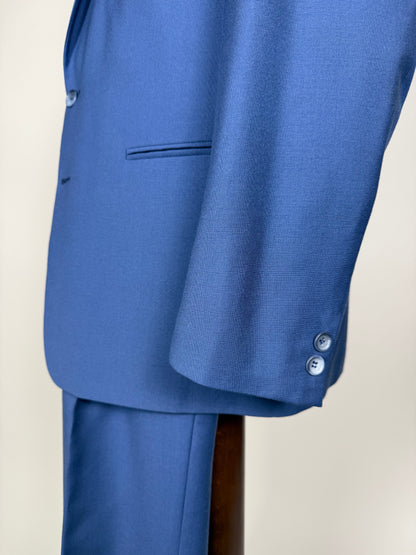 Completo anni '80 fresco lana bluette - tg. 52, pantaloni 48