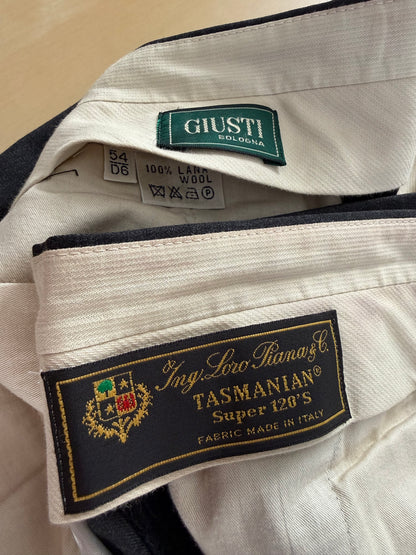Pantaloni flanella pettinata grigio tess. Loro Piana Tasmania - tg. 54