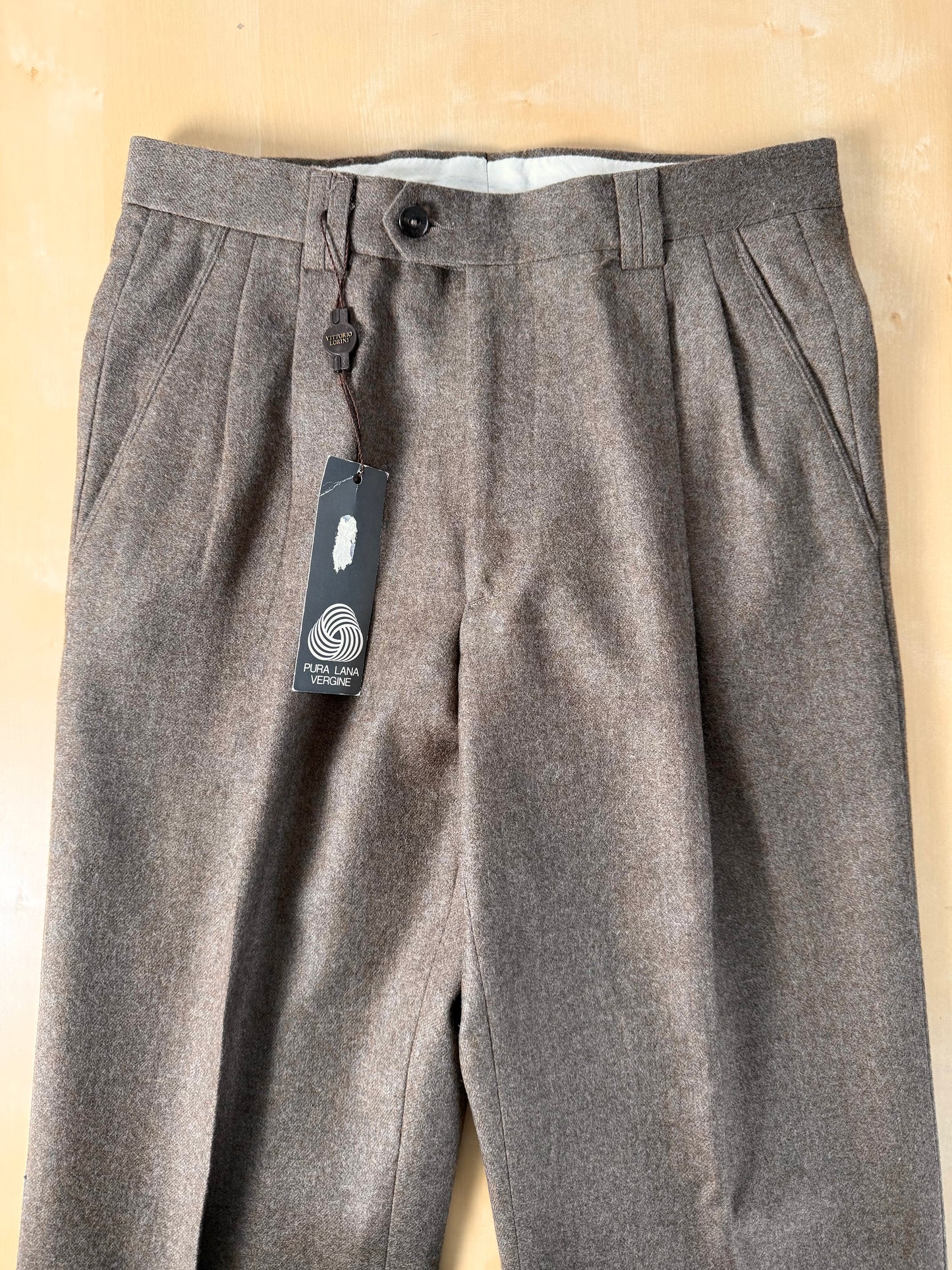 Pantaloni flanella anni ‘80 marrone tabacco (NOS) - tg. 44
