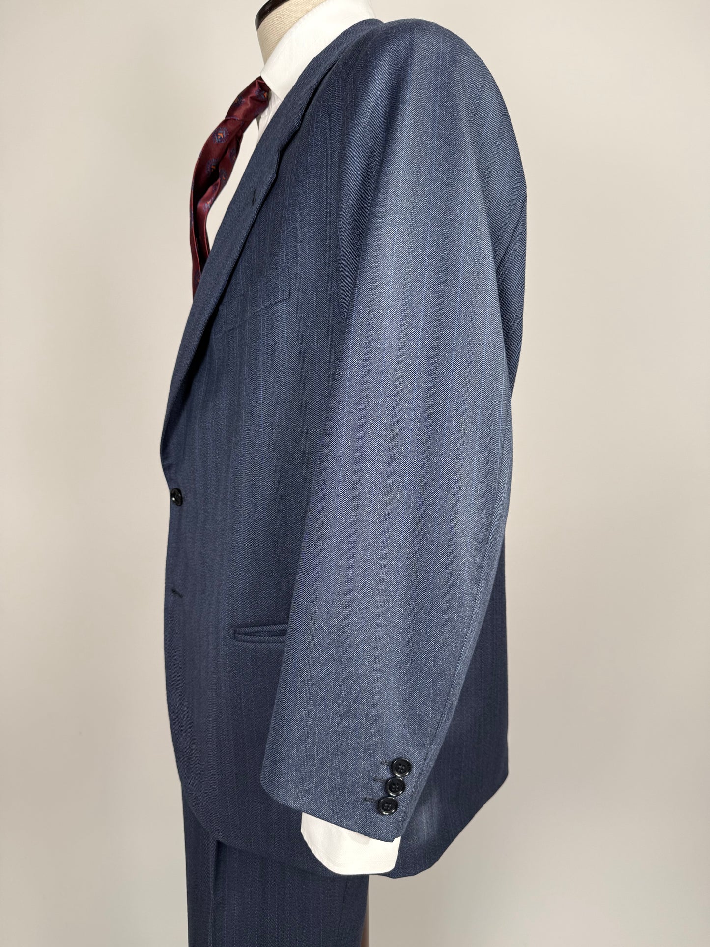 Completo sartoriale tessuto E. Zegna lana pettinata blu - tg. 54/56 drop basso