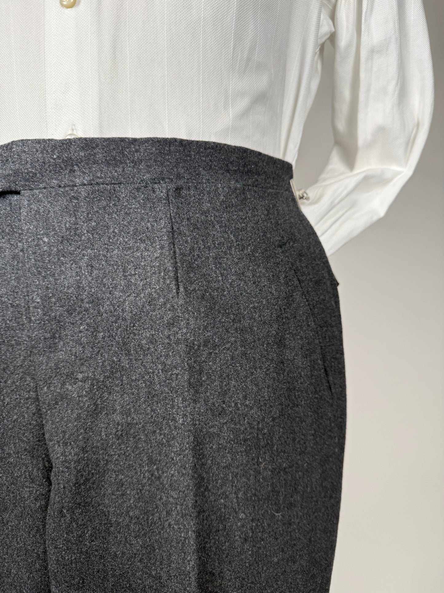 Pantaloni sartoriali anni ‘60/‘70 flanella antracite - tg. 50/52