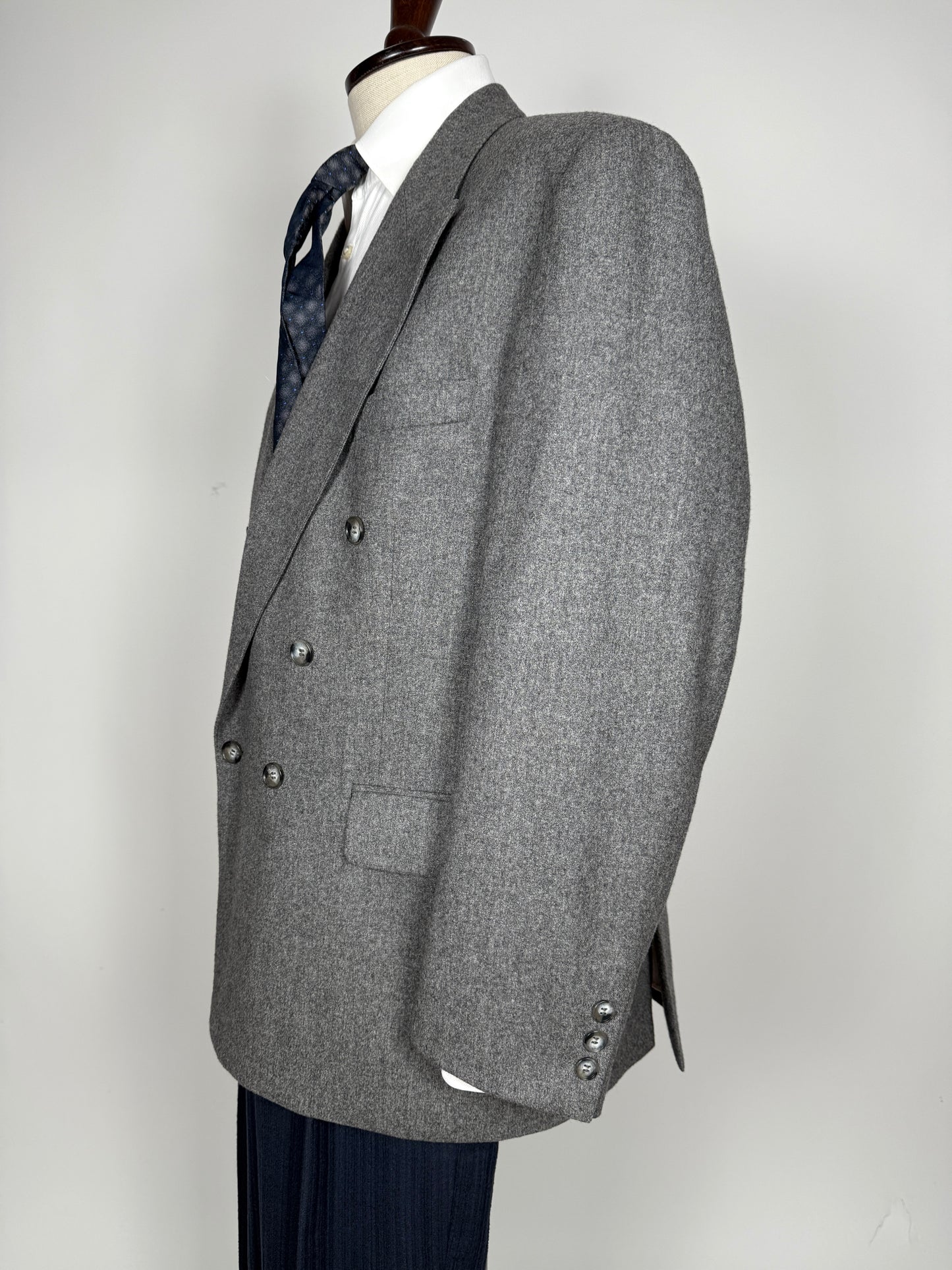 Giacca doppiopetto anni ‘80 flanella grigio medio - tg. 54/56