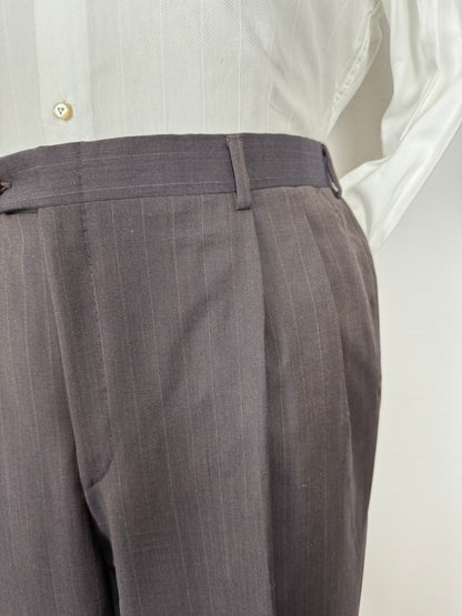 Completo Belvest anni '80 marrone gessato - tg. 56/58