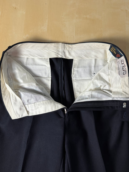 Pantaloni Ermenegildo Zegna anni ‘70/‘80 flanella pettinata blu - tg. 46/48