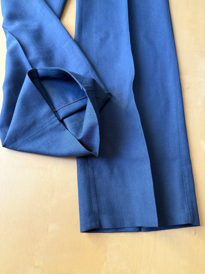 Pantalone anni ‘70 in lino e viscosa blu cobalto - tg. 50