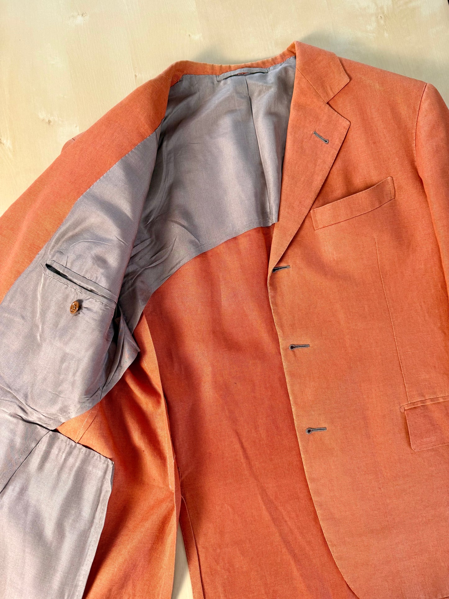 Giacca sartoriale D. Caraceni-Campagna lino irlandese arancio - tg. 50/52