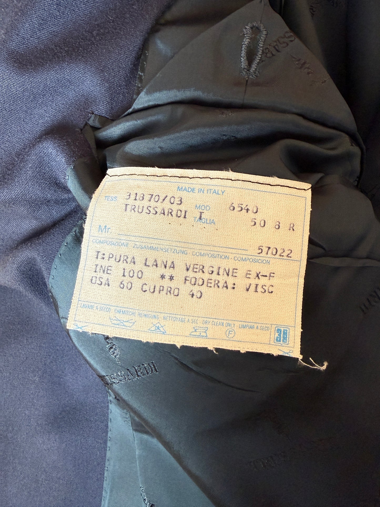 Blazer Trussardi anni ‘90 flanella blu - tg. 48/50