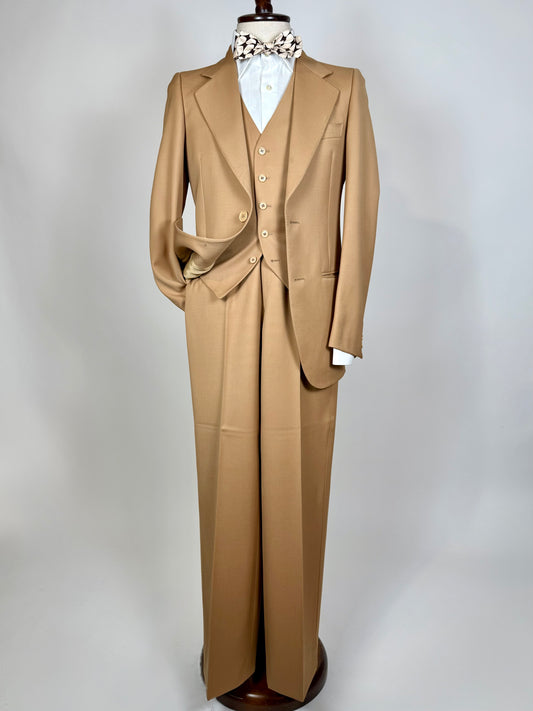 Completo 3 pezzi anni ‘70 twill pettinato beige - tg. 44