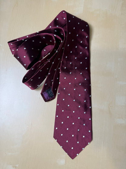 Cravatta inglese Vivax bordeaux a pois