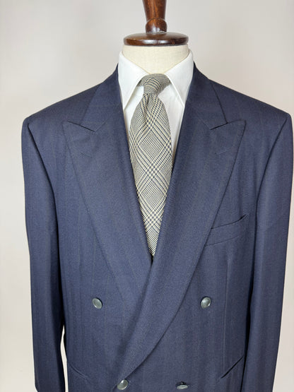 Completo doppiopetto Yves Saint Laurent anni '80 flanella blu - tg. 54/56
