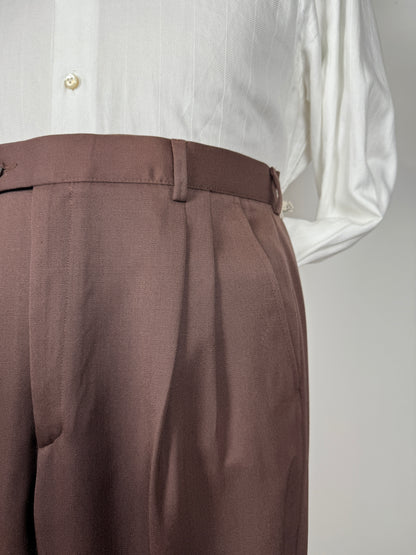 Pantaloni anni ‘80 twill pettinato marrone cacao (NOS) - tg. 48
