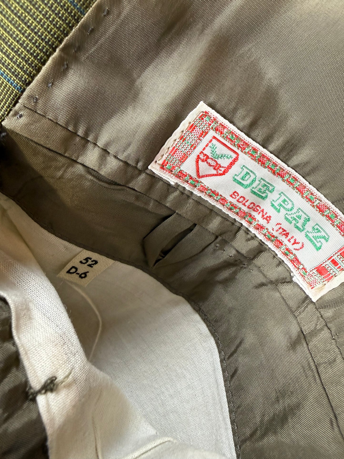 Giacca De Paz fresco lana verde glen check - tg. 52