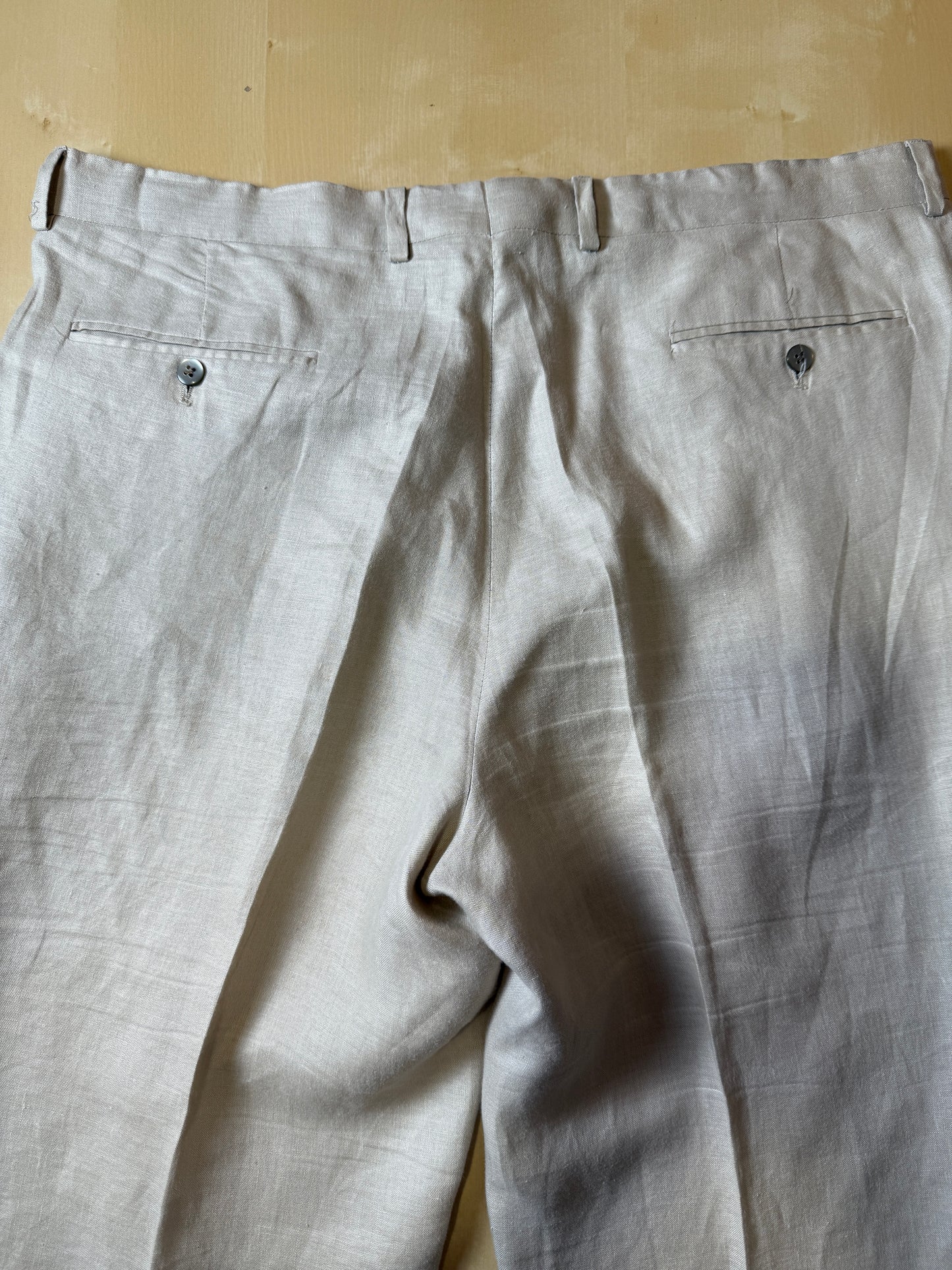 Completo anni ‘80 in puro lino beige chiaro - tg. 56