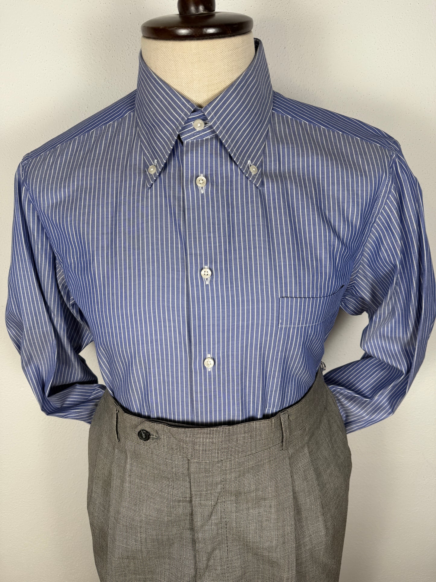 Camicia Ermenegildo Zegna Gritti blu riga in twill ritorto - L collo 42
