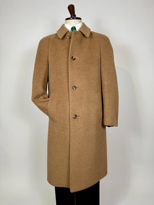 Cappotto raglan anni ‘70/‘80 in lana e lama color cammello - tg. 46-50