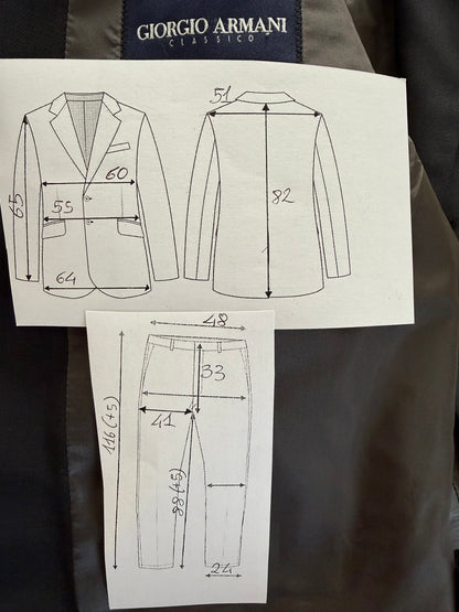 Completo Armani anni '90 fresco lana grigio petrolio - tg. 54