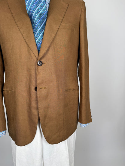 Giacca sartoriale in lino irlandese color tabacco - tg. 48
