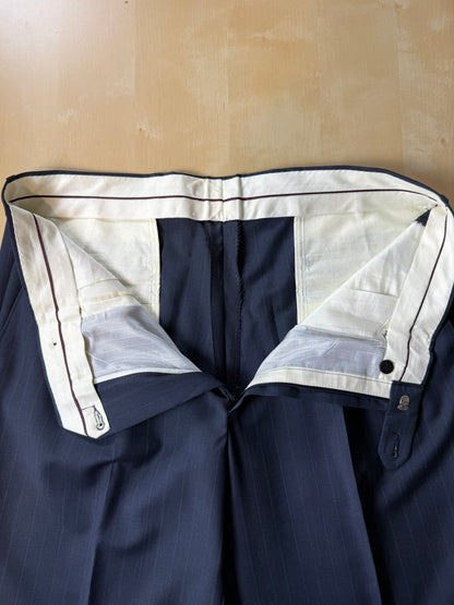 Completo anni '80 fresco lana blu avio gessato - tg. 50