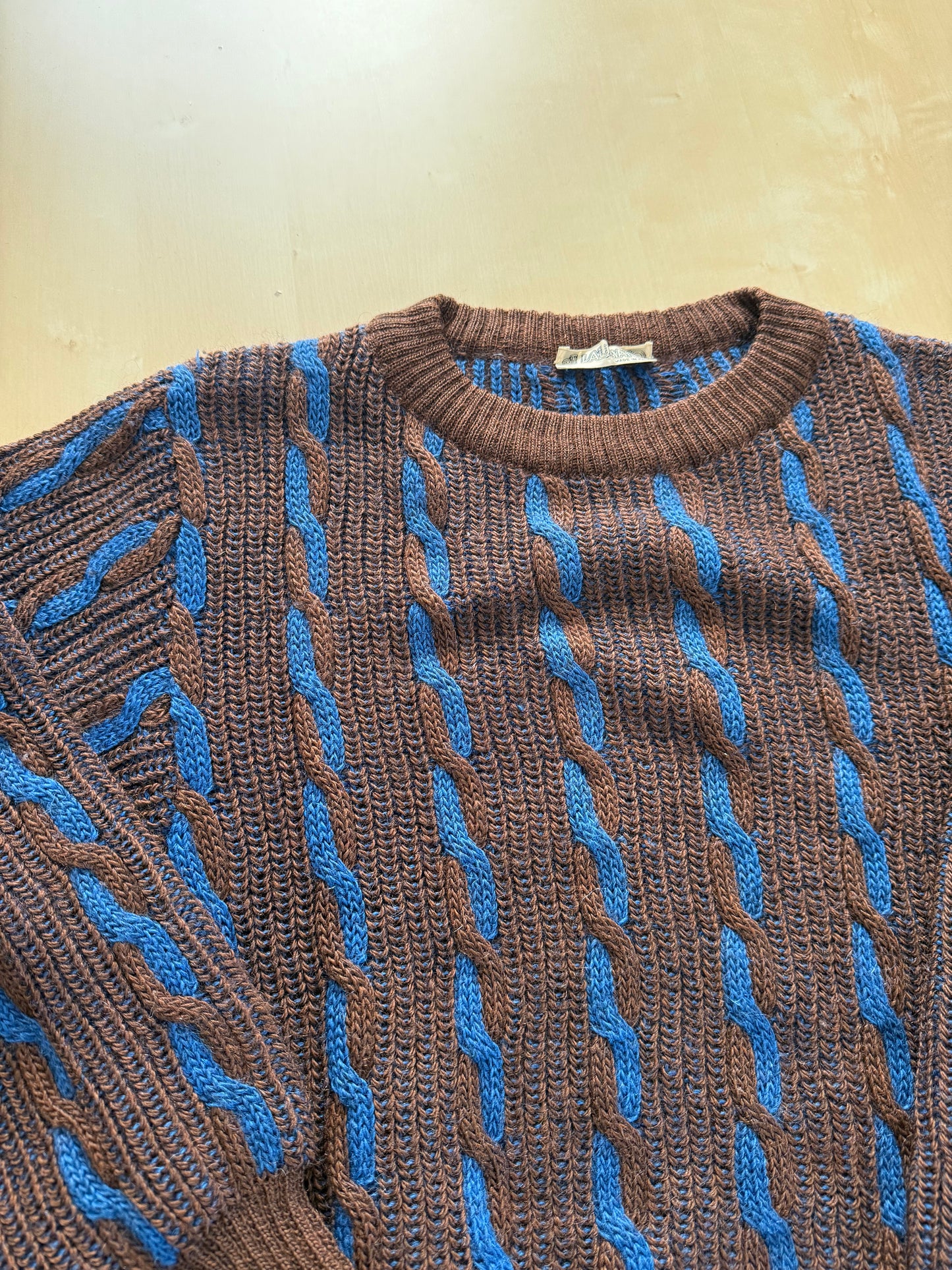 Maglione vintage a trecce in lana e mohair - L