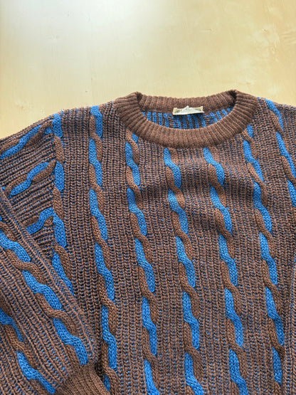 Maglione vintage a trecce in lana e mohair - L