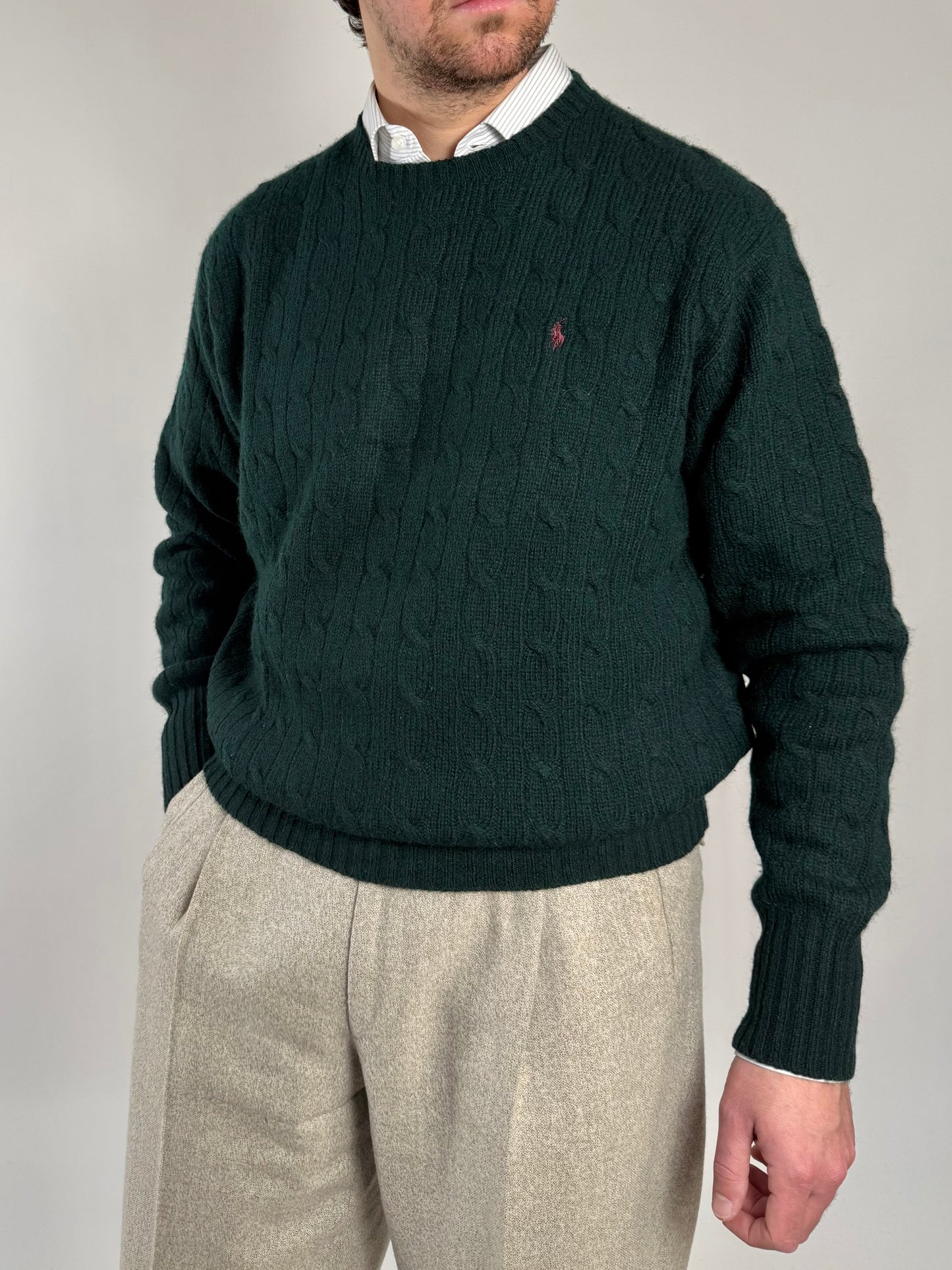Maglione Polo Ralph Lauren in pura lana a trecce - L