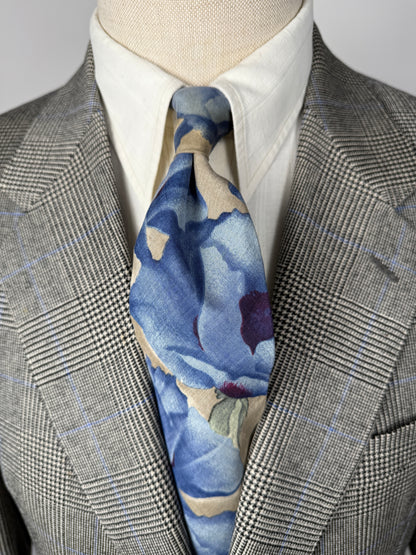 Cravatta Yves Saint Laurent floreale azzurro