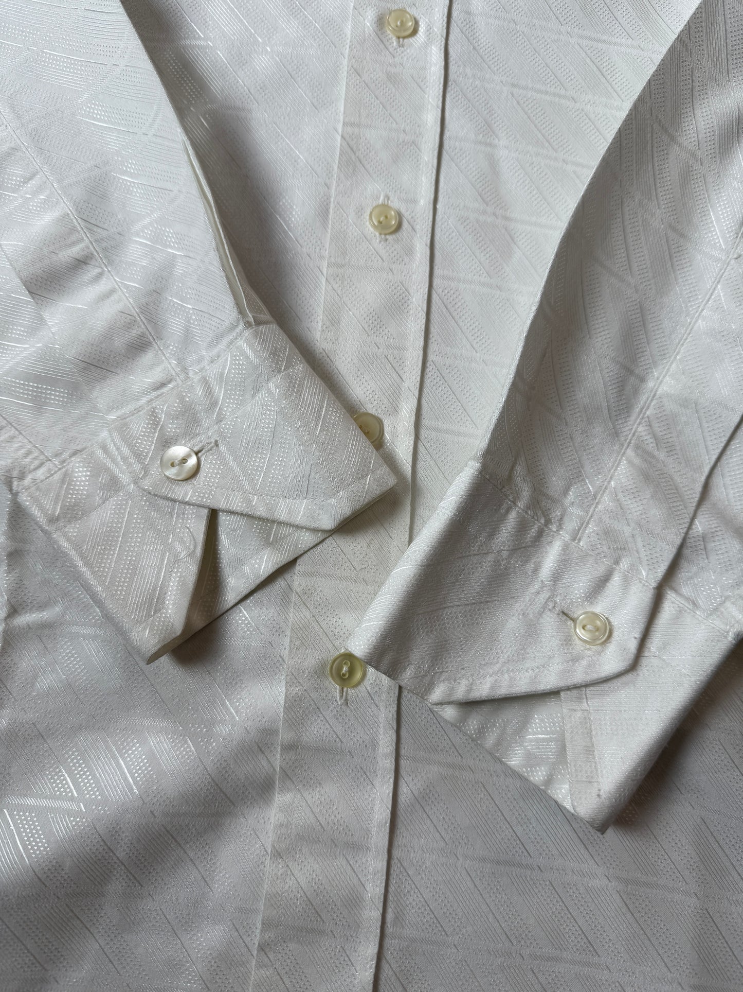 Camicia bianca anni ‘70 jacquard con collo italiano - S collo 39