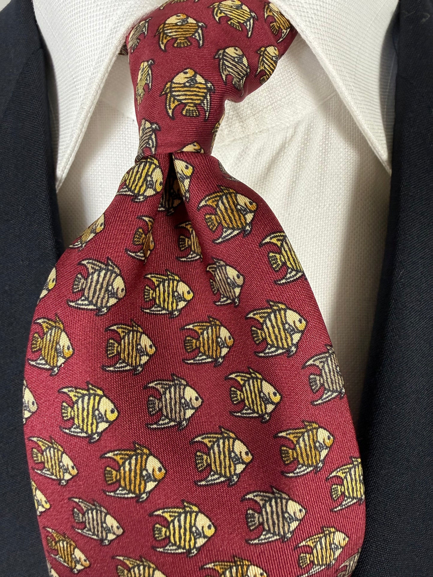 Cravatta Gucci bordeaux con pesci
