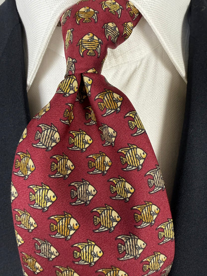 Cravatta Gucci bordeaux con pesci