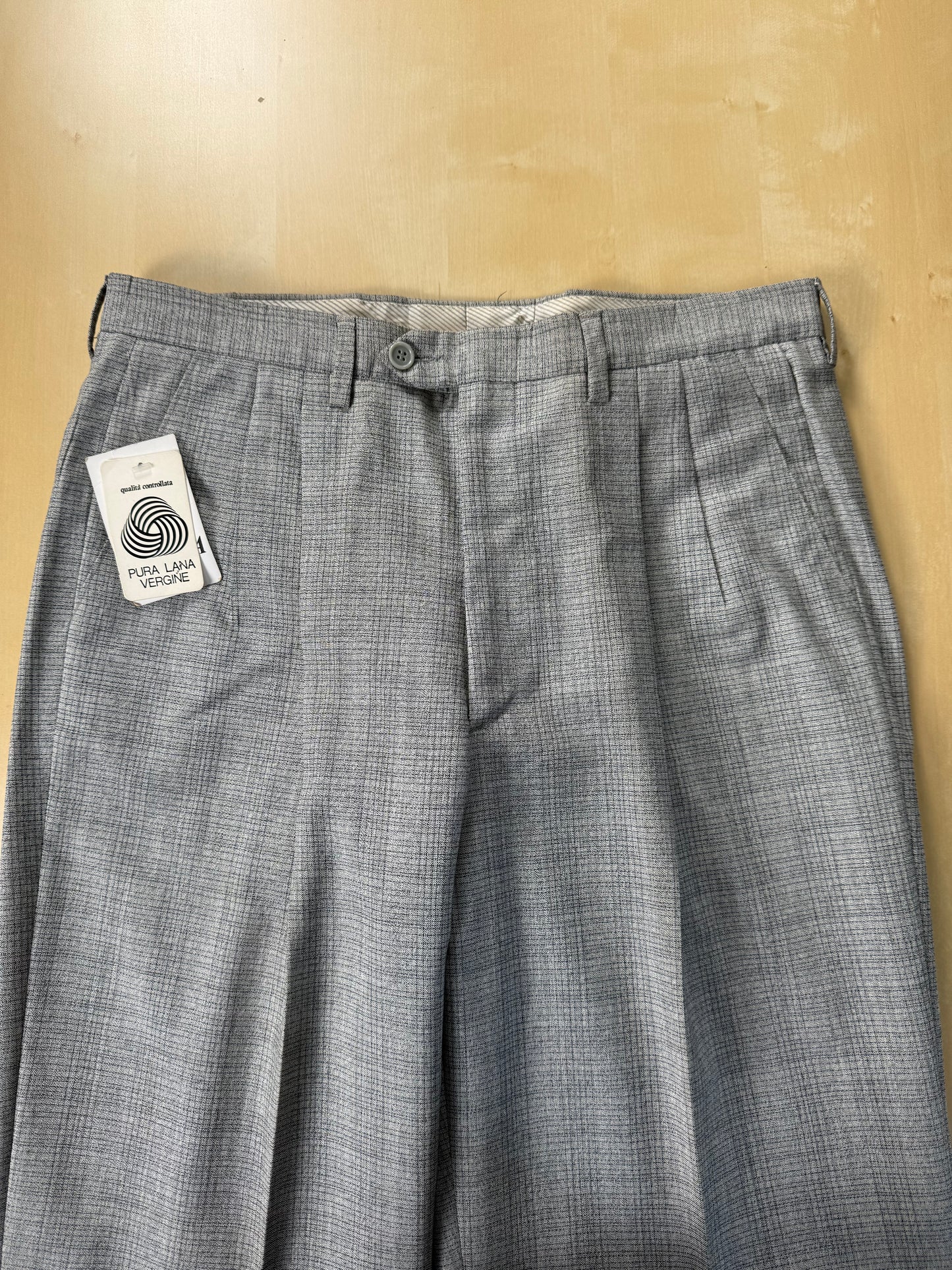 Pantaloni fresco lana grigio Glen check anni '80 (NOS) - tg. 48/50