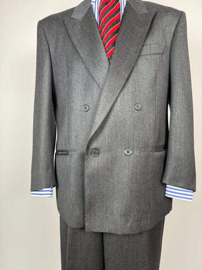 Completo doppiopetto anni ‘80 flanella antracite - tg. 52