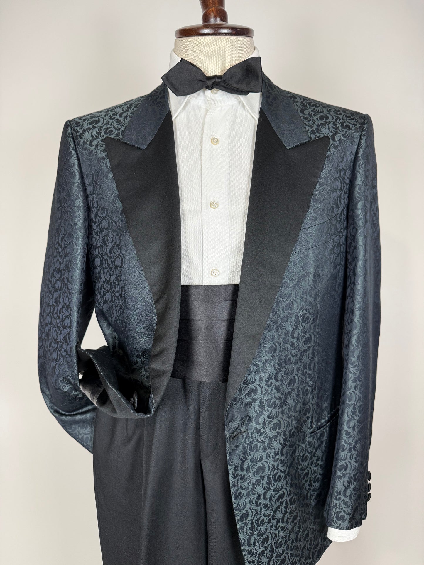 Giacca da smoking Pal Zileri anni '80 in seta shantung damascata - tg. 52