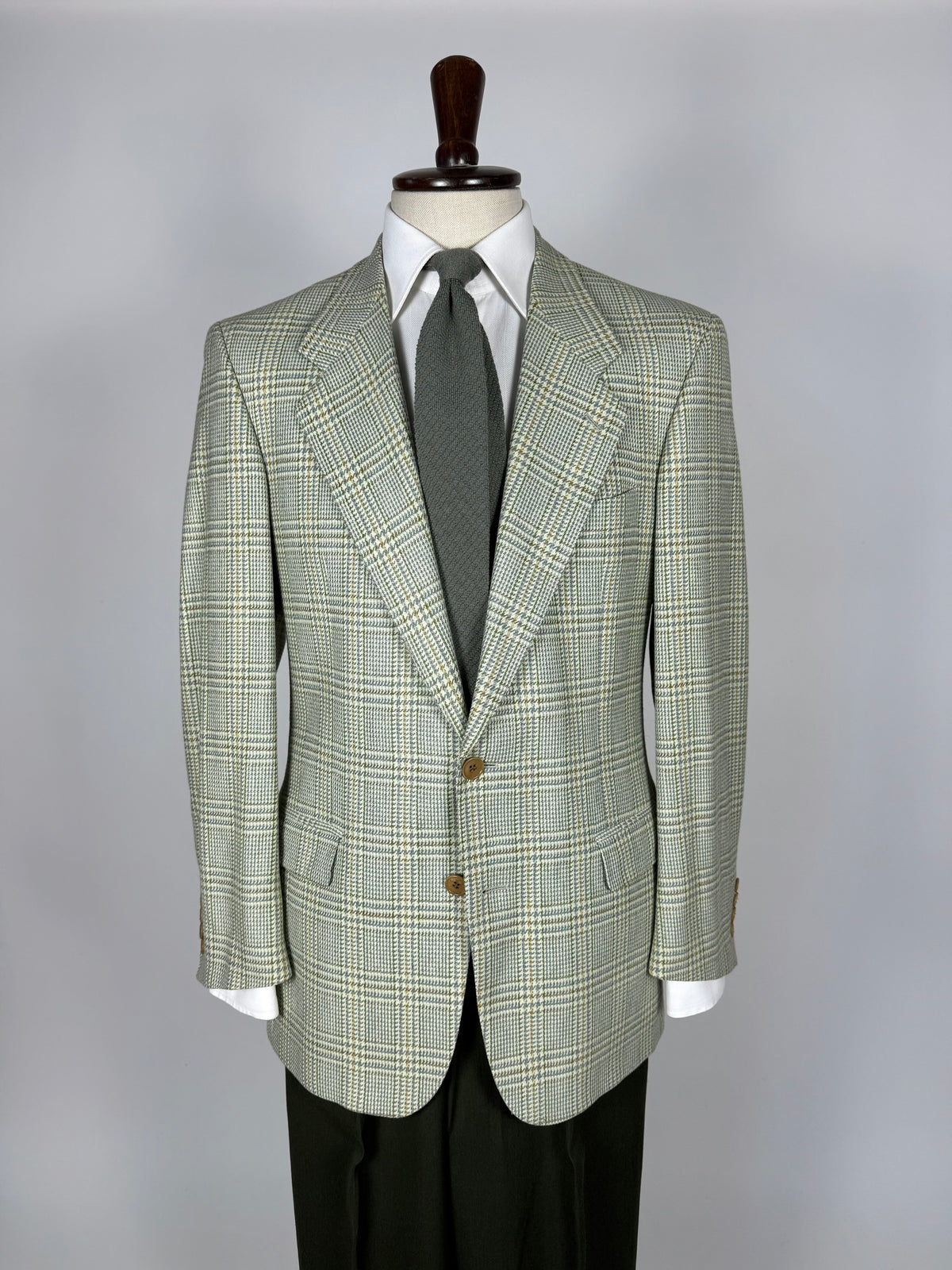 Giacca anni '80 principe Galles verde salvia lana e cashmere - tg. 48